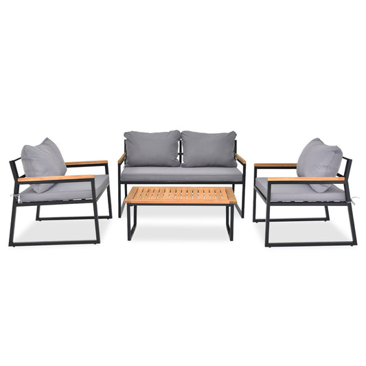 Winado 4 -Piece Patio Conversation Set with Gray Cushions