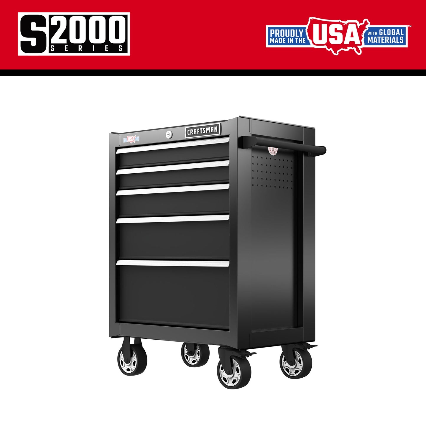 CRAFTSMAN 2000 Series 26.5-in W x 37.5-in H 5-Drawer Steel Rolling Tool Cabinet (Black) CMST98268BK