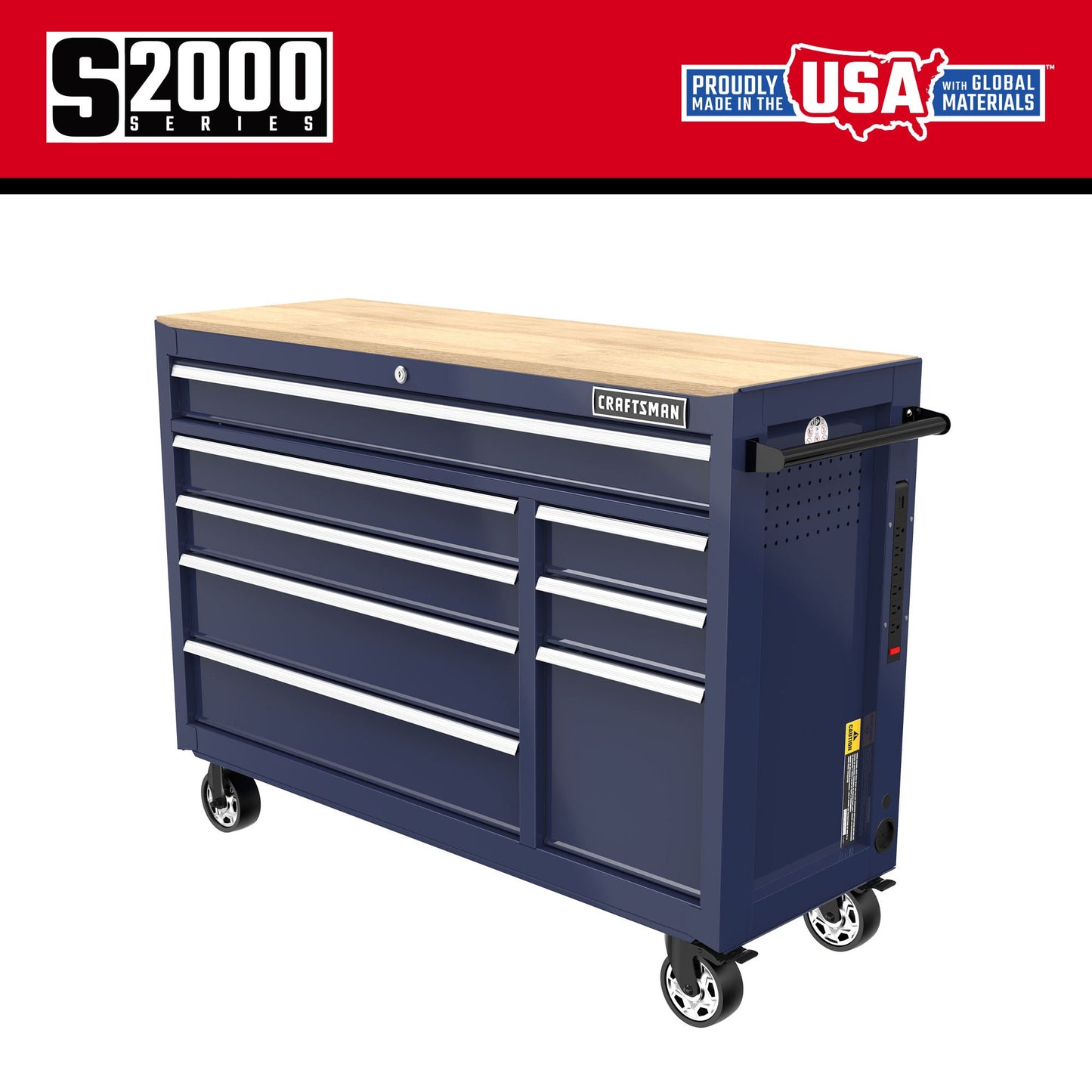 CRAFTSMAN 2000 Series 51.2-in L x 37.5-in H 8-Drawers Rolling Midnight Blue Wood Work Bench CMST98529BB