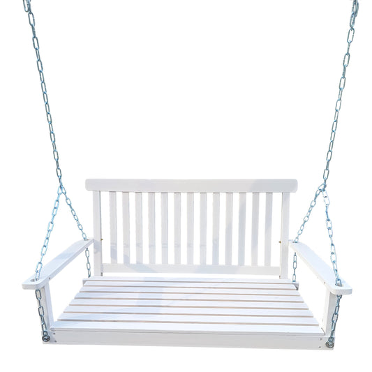 CESICIA Porch Swing 3 -person White Wood Outdoor Swing