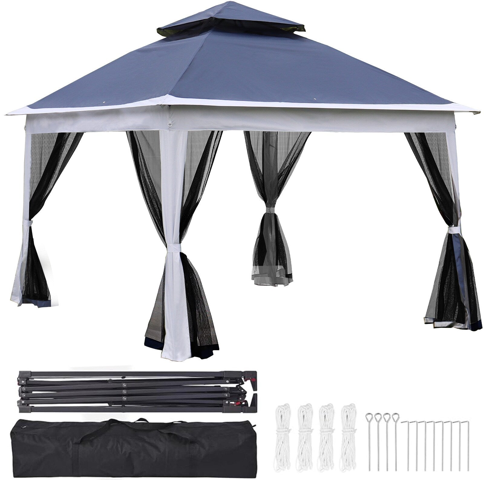 Kahomvis 11-ft x 11-ft Blue Square Pop-up Soft top Roof