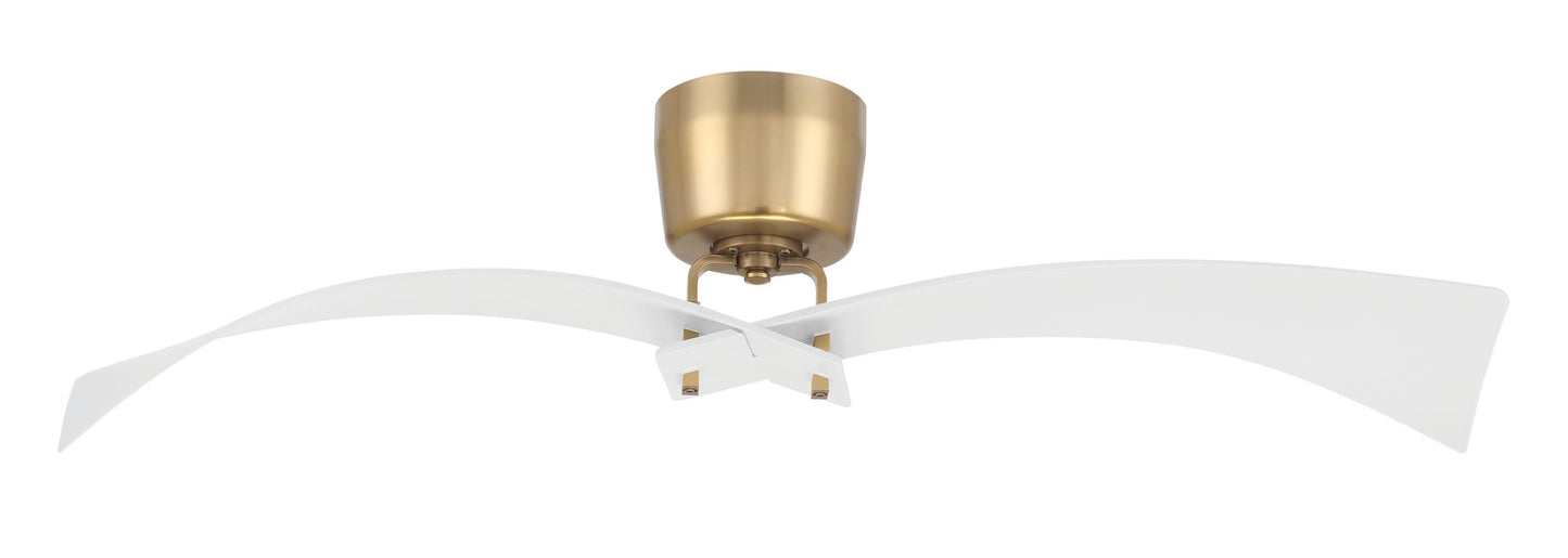 Craftmade Tern 52-in Flush Mount Smart White/Satin Brass with White Blades Propeller Ceiling Fan Without Light - Remote Included ( 2 -Blade )