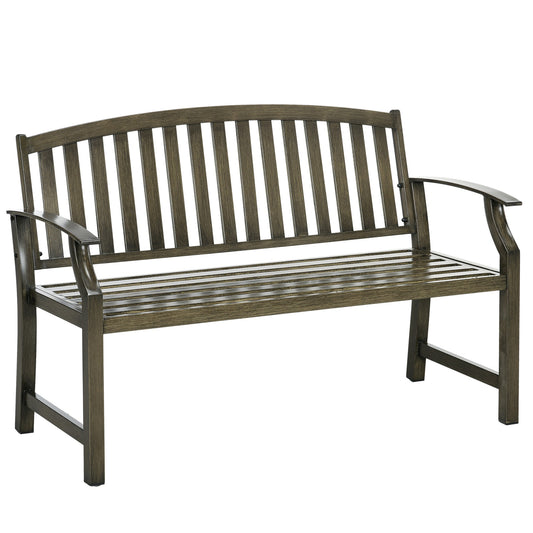 Forclover Patio Bench 50-in W x 33-in H Black Steel Garden Bench