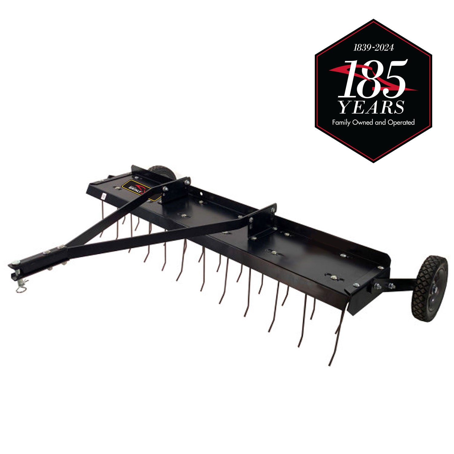 Brinly 48-Inch Tow-Behind Dethatcher with Replaceable Tines, Adjustable Depth, and Pneumatic Wheels - Ideal for Large Yards - 30 lbs. DT-480BH-A