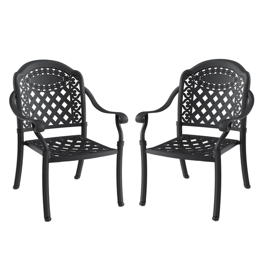 CESICIA PatioÂ Chairs Set of 2 Black Aluminum Frame Stationary Dining Chair with Multiple colors/finishes Cushioned Seat