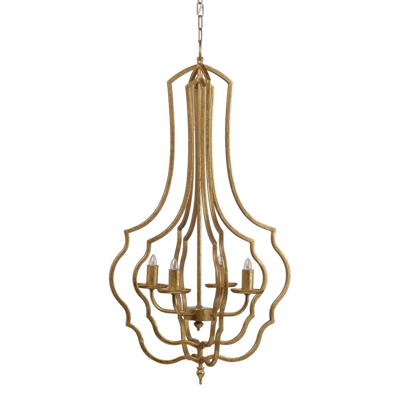 BABOOM 4 - Light Metal Chandelier 4 -Light Antique Gold Modern/contemporary Bare bulb For Use in Bedrooms, Dining Rooms, Foyers, Kitchens, Living Rooms Chandelier