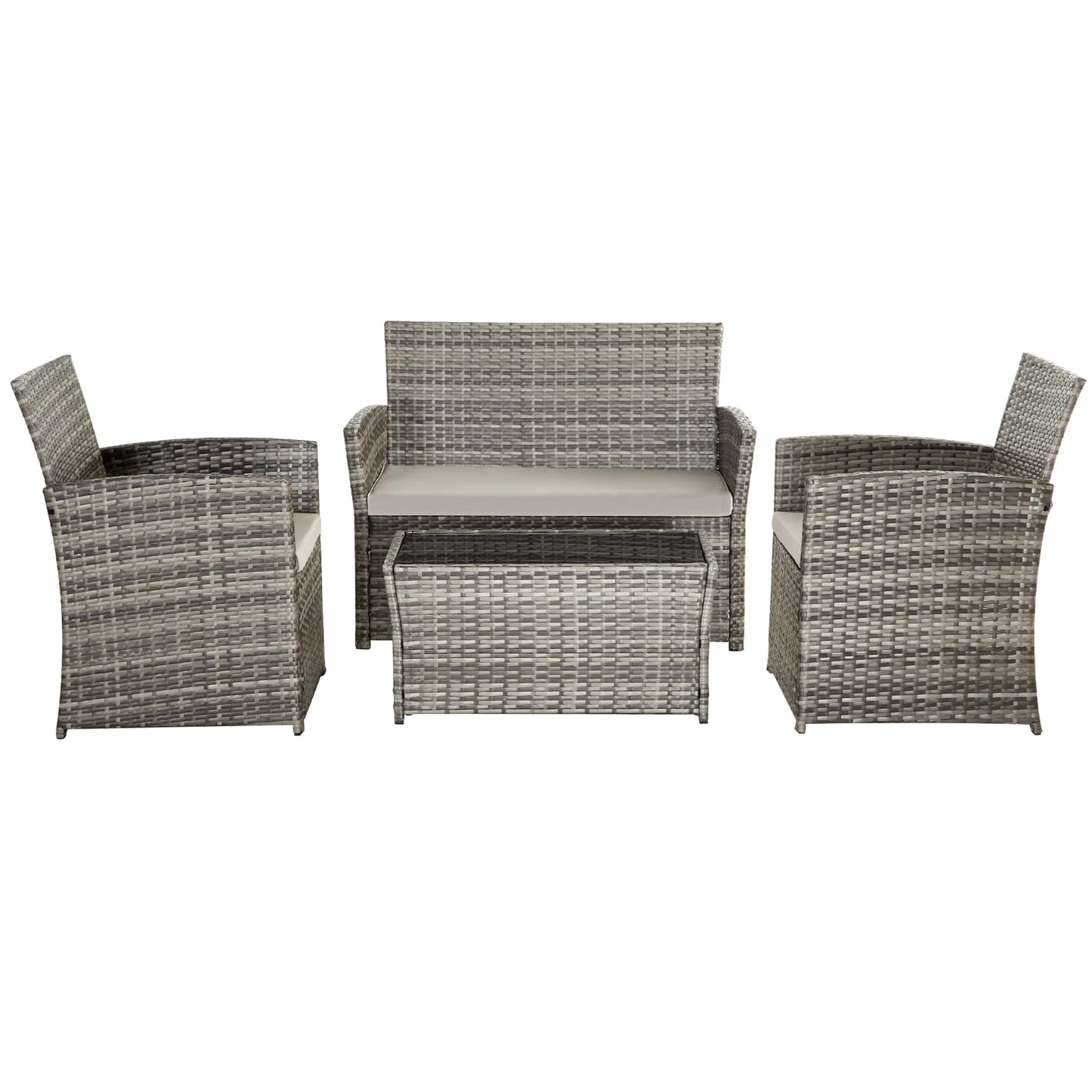 CESICIA 4 -Piece Wicker Patio Conversation Set with Gray Cushions