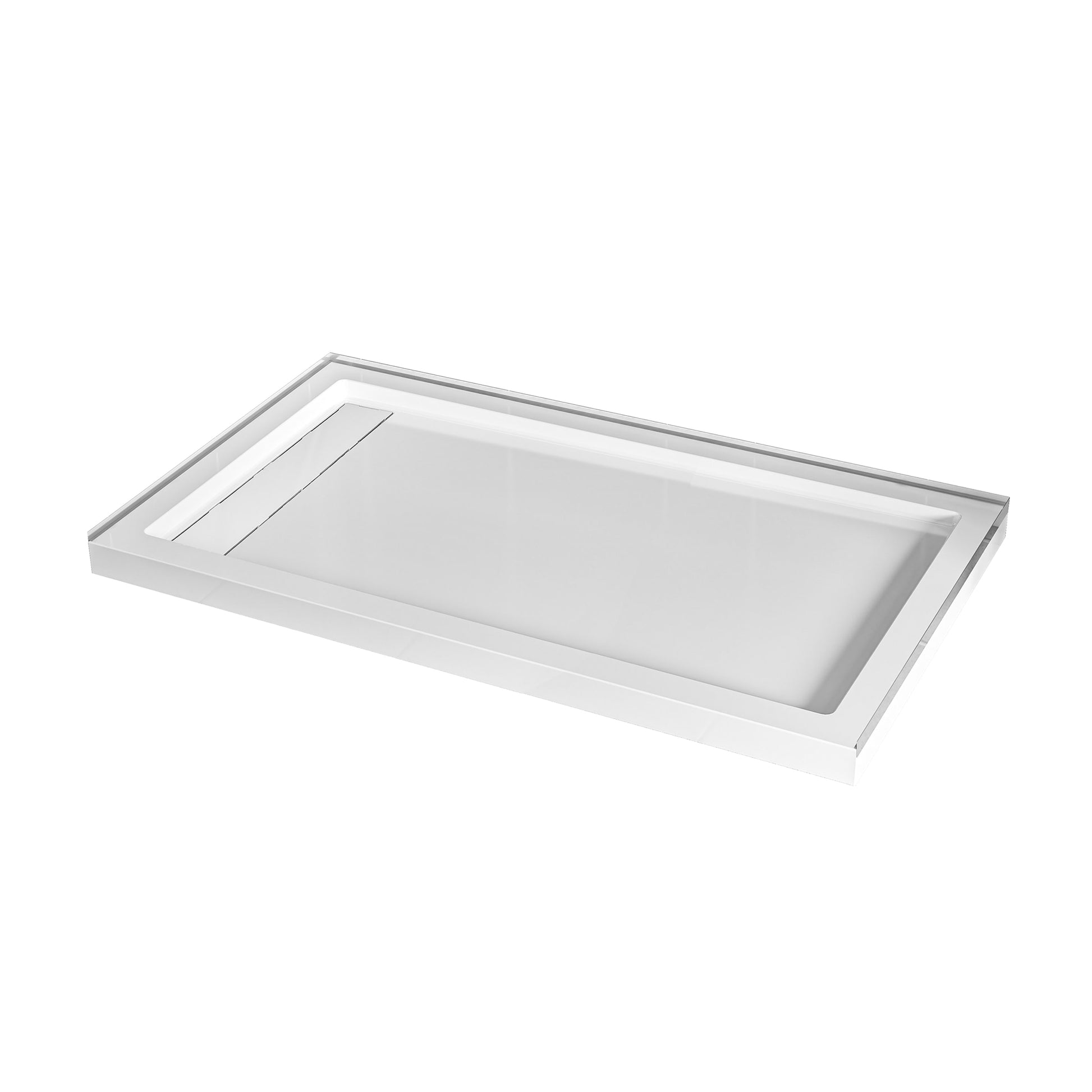 Carlton Plumbing Montjardin 32-in W x 60-in L Reversible Glossy White Single Threshold Rectangle Shower Pan Base with 2.65-in H Threshold