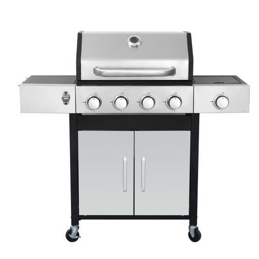 Clihome Black+Silver 4 -Burner Liquid Propane Gas Grill