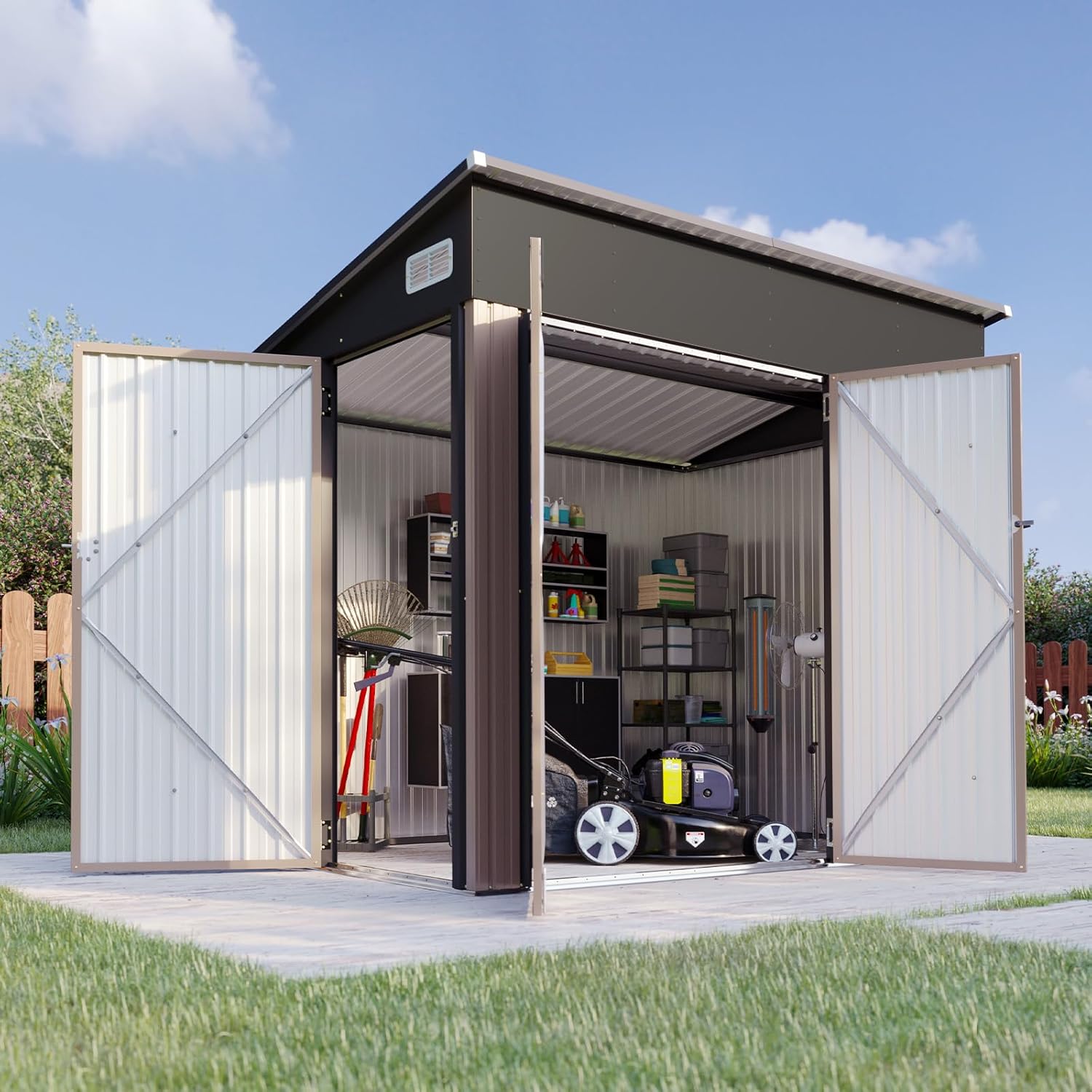 AOXUN 8-ft x 6-ft Economy Series Galvanized steel Metal Storage Shed