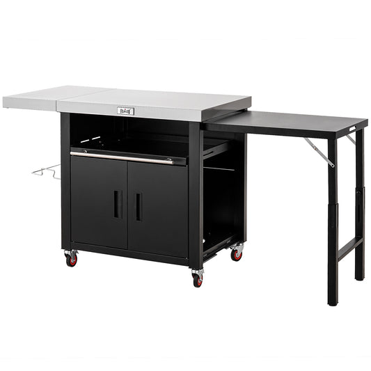 Feasto Outdoor Kitchen Black Steel Folding Grill cart