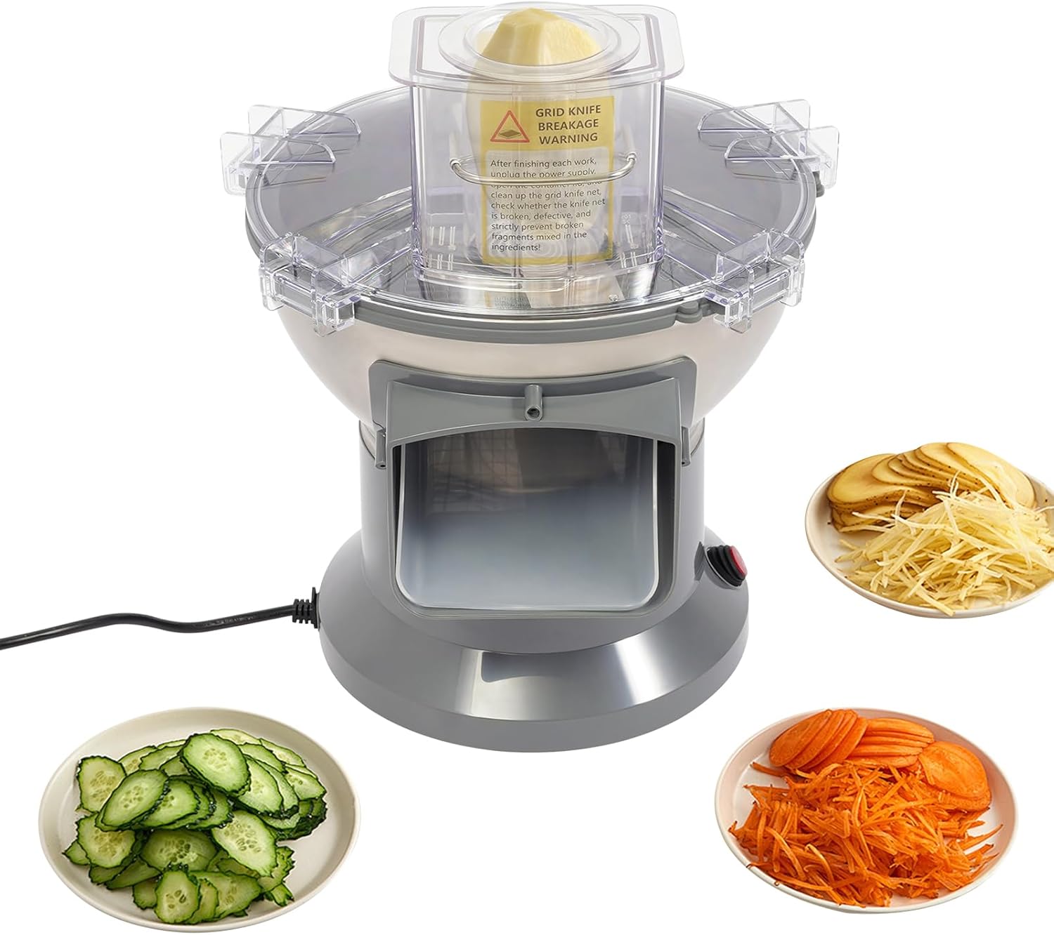 110V 200W Electric 4-in-1 Vegetable Chopper, Multifunctional Vegetable Fruit Processor, Commercial Vegetable Dice Slice Shred Strip Cutter for Commercial Home Use