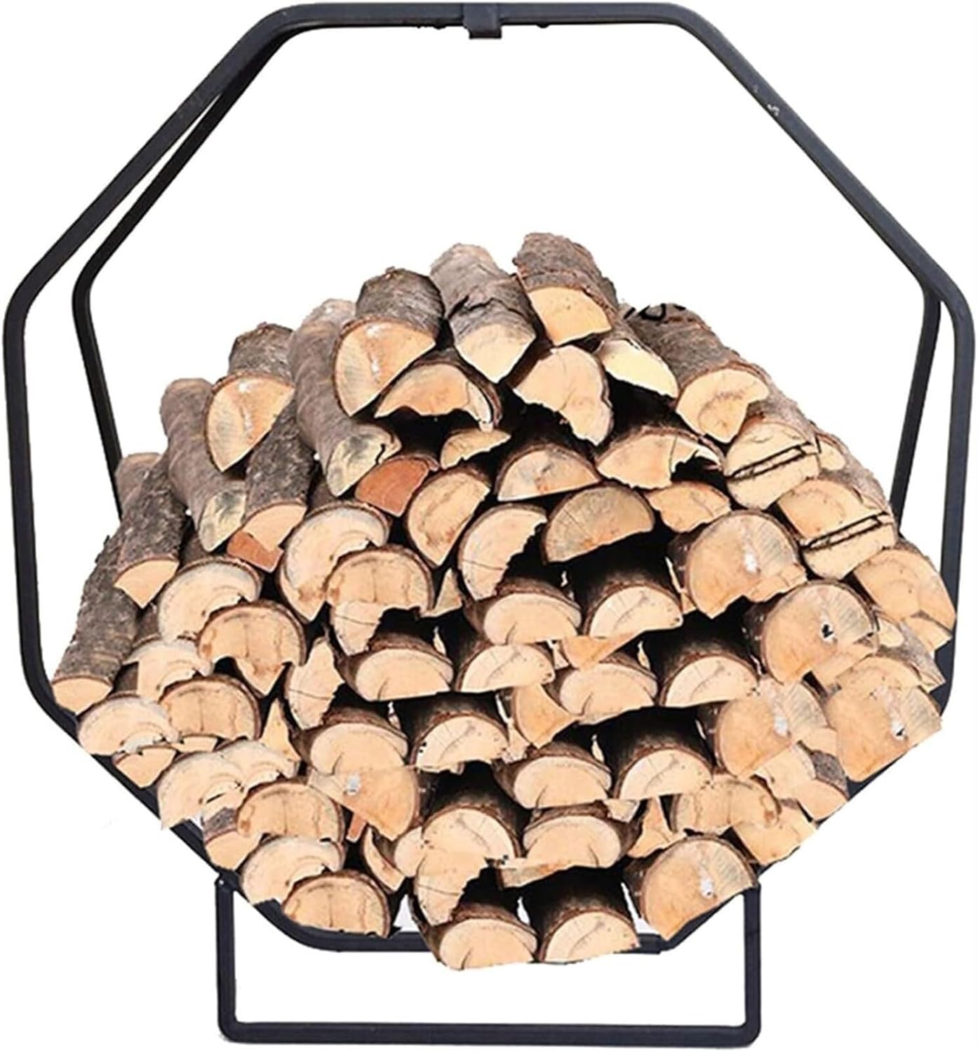 OREKPOT Firewood Log Holder,Outdoor Firewood Racks Black Farmhouse Firewood Rack Holder, Indoor Outdoor Log Storage Rack for Yard Patio Wood Shed, Outskirts Small Log Wood Stand ，Black L35x80cm
