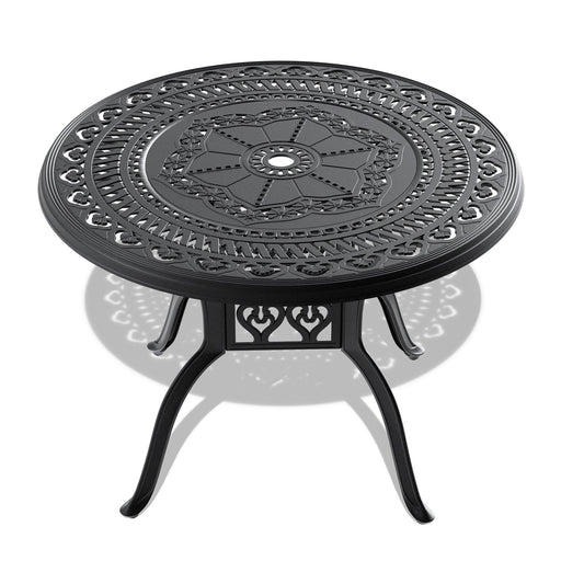 Siavonce Round Outdoor Balcony Table 39.37-in W x 39.37-in L with Umbrella Hole