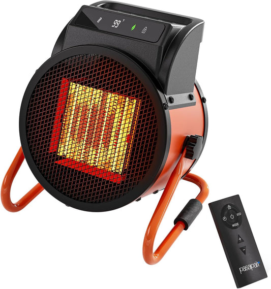 Greenhouse Heater with Remote, 1500W Outdoor Patio Heater with Digital Thermostat, Garage heater 24-Hour Timer for 3S Fast Heating, 3 Modes Adjustment, PTC Overheat Protection for Grow Ten