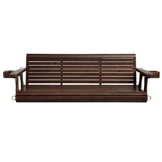 Fortune Candy 5ft extra-large 3 -person Brown Wood Outdoor Swing