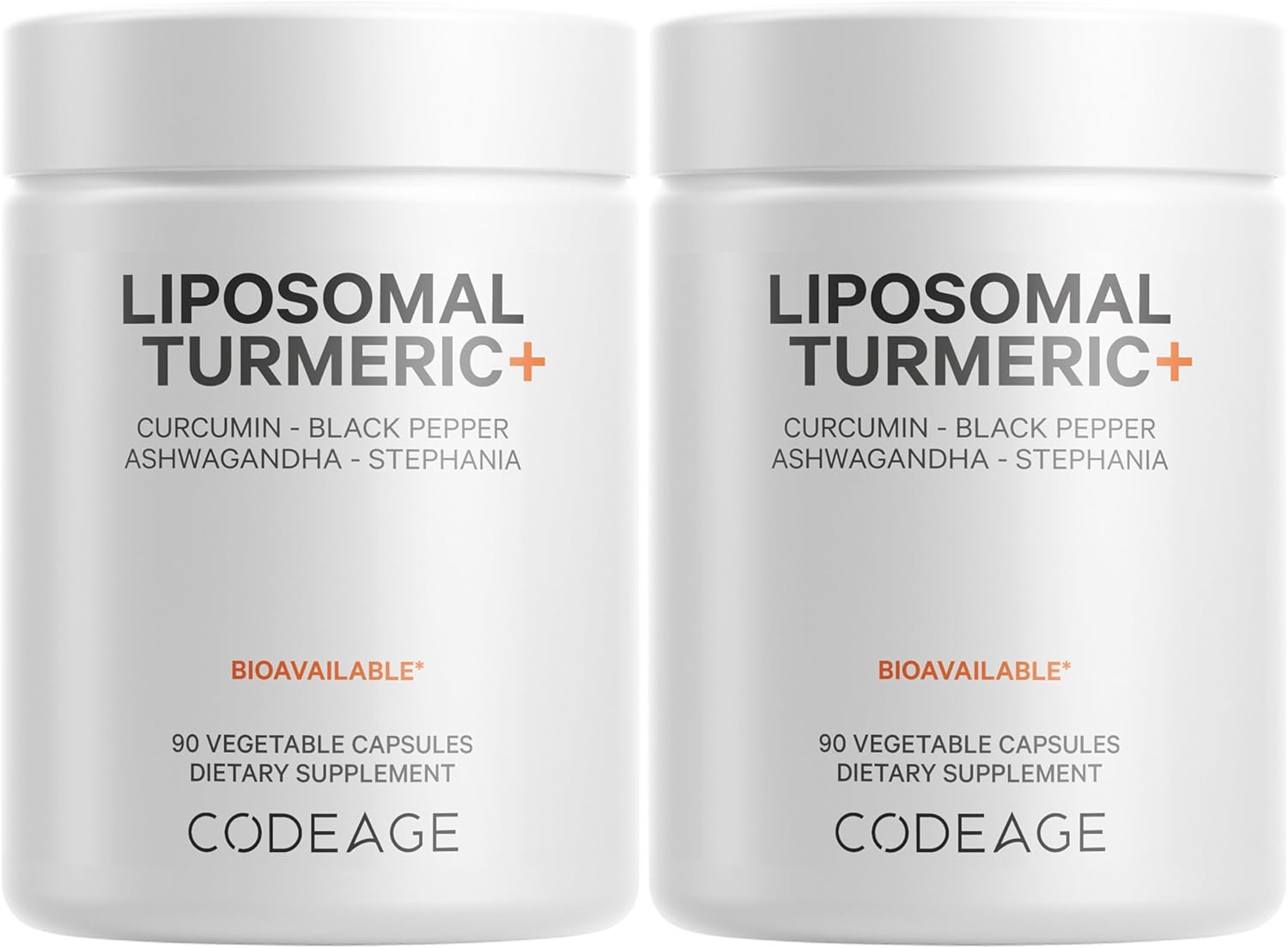 Codeage Organic Turmeric Supplement - 95% Curcumin Extract Pills - Liposomal Fermented Botanical Blend Black Pepper, Ashwagandha, Ginger, Stephania, Boswelia, Cumin, Digestive Bitters - 2 Pack