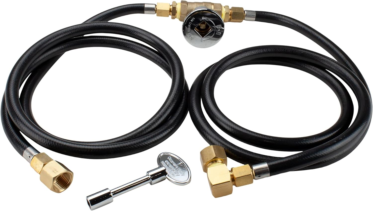 Celestial Natural Gas Connection Kit, up to 90,000 BTU, Hose, Quarter Turn Chrome Key Valve, 1\/2 inch NPT Tapered Threads, for DIY Gas Fire Pit Burner Pan Installation