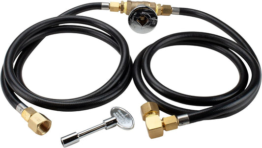 Celestial Natural Gas Connection Kit, up to 90,000 BTU, Hose, Quarter Turn Chrome Key Valve, 1\/2 inch NPT Tapered Threads, for DIY Gas Fire Pit Burner Pan Installation