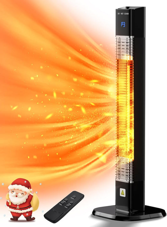 Patio Heater for Outdoor,1500W Electric Infrared Radiant Heaters with Remote for Garage Bedroom Backyard, Room Space Heater with 24H Timer,3 Heat Settings,Tip-over Protection for Indoor, 35"