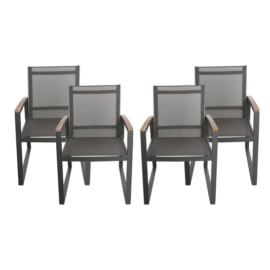 Christopher Knight Home Glasgow Aluminum Outdoor Dining Chairs with Faux Wood Accents