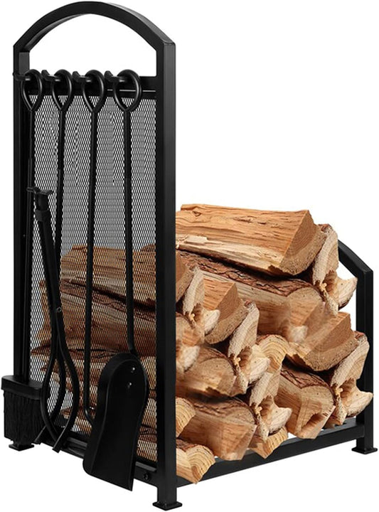 Firewood Rack, Metal Rack, Heavy Duty Log Storage Rack, Floor-standing Wrought Iron Wood Storage Rack, Indoor Fireplace Tools