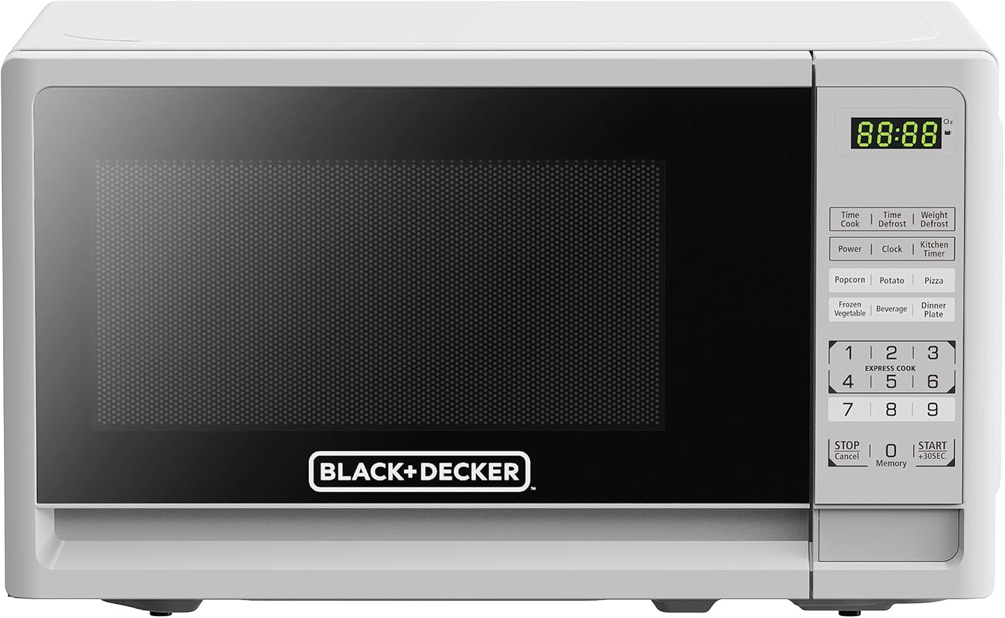 BLACK+DECKER Compact Countertop Microwave Oven 0.7 Cu. Ft. 700-Watts with LED Lighting, Child Lock, White
