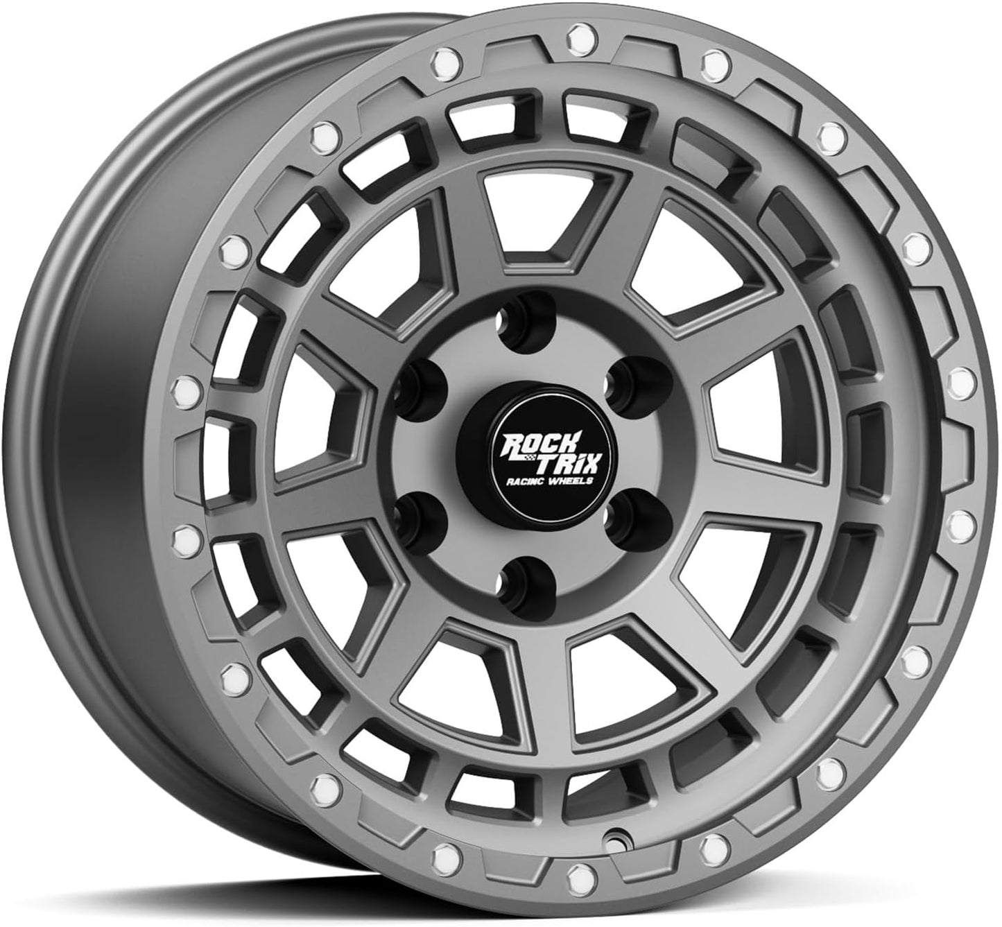 RockTrix RT114 18 inch Wheel Compatible with Chevrolet Silverado 1500 Tahoe 6x5.5" (6x139.7) Bolt Pattern, 18x9 (-12 Offset, 4.5 Backspace), Gunmetal, Also fits GMC Sierra 1500 Yukon