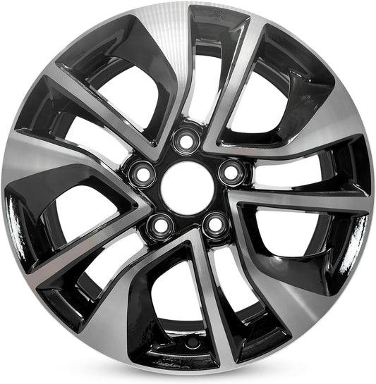 New Single 16" 16x6.5 Inch Alloy Wheel for 2013-2015 Honda Civic | OEM Design Replacement Rim | Machined Black | Direct Fit - OE Stock Specs | 64054
