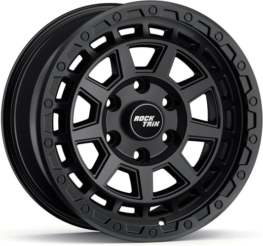 RockTrix RT114 17 Inch Rim Automotive Wheel Compatible with 2001-2026 Toyota Tacoma, 2002-2026 4Runner, FJ Cruiser, 17x8.5 6x5.5 Wheel, +25mm offset, 5.73 Inch Backspacing, 6x139.7 6Lug Rim, Black