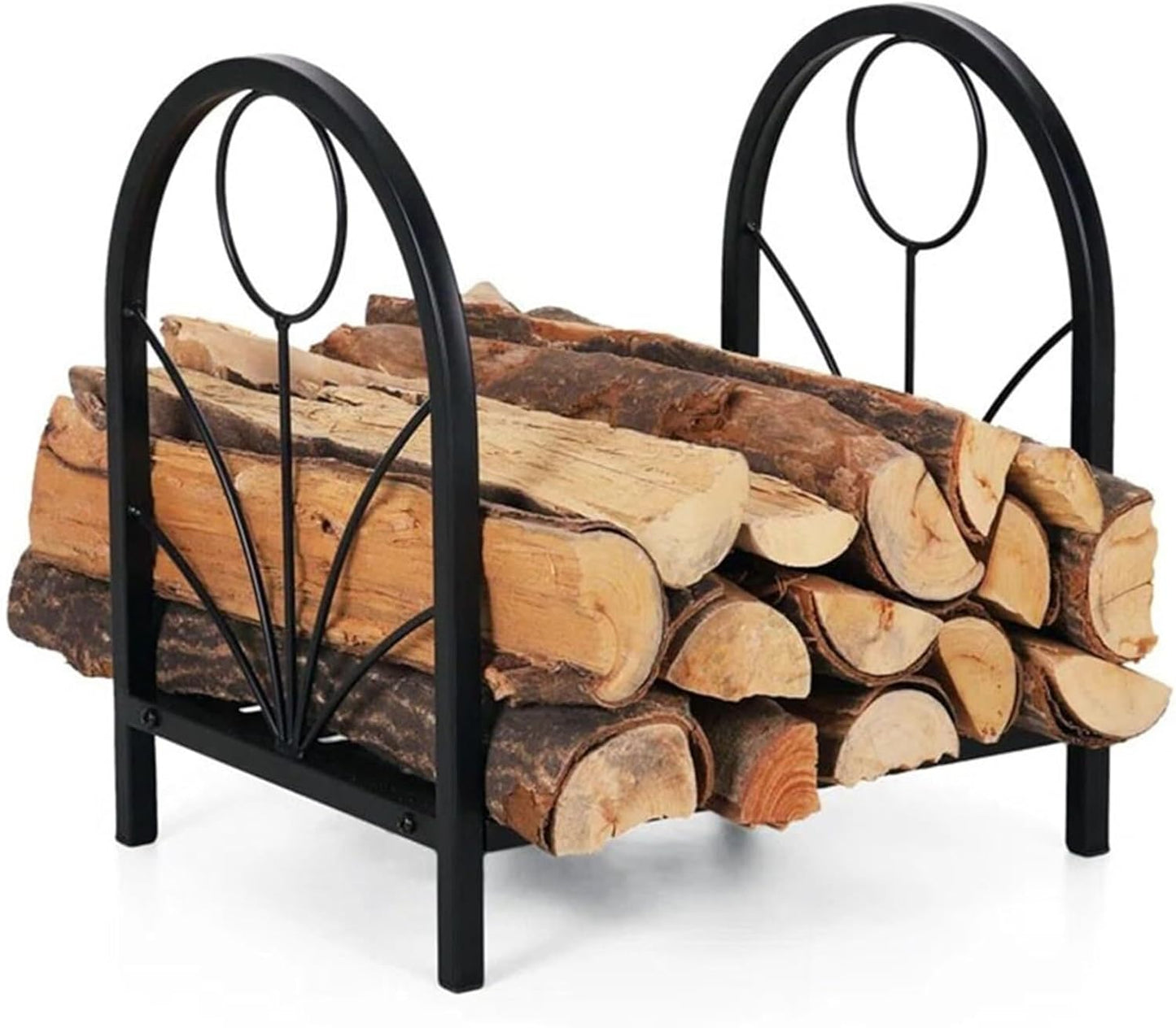 Metal Firewood Rack, Indoor/Outdoor Firewood Log Rack, for Fireplace Logs, Arched Log Rack