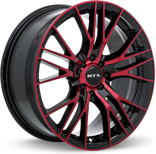 RTX VERTEX Custom Wheel - 18x8, 40 Offset, 5x114.3 Bolt Pattern, 73.1mm Hub - Black with Machined Red Face Rim