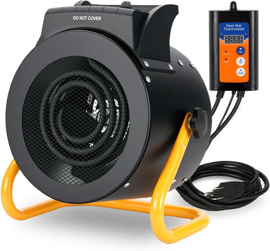 Noarixa Greenhouse Heater with Digital Thermostat, 1500W\/750W Electric Grow Tent Heater, IPX4 Waterproof, Overheat Protection, Fast Heating for Patio, Flower Room, Green House, Ourdoor, Black