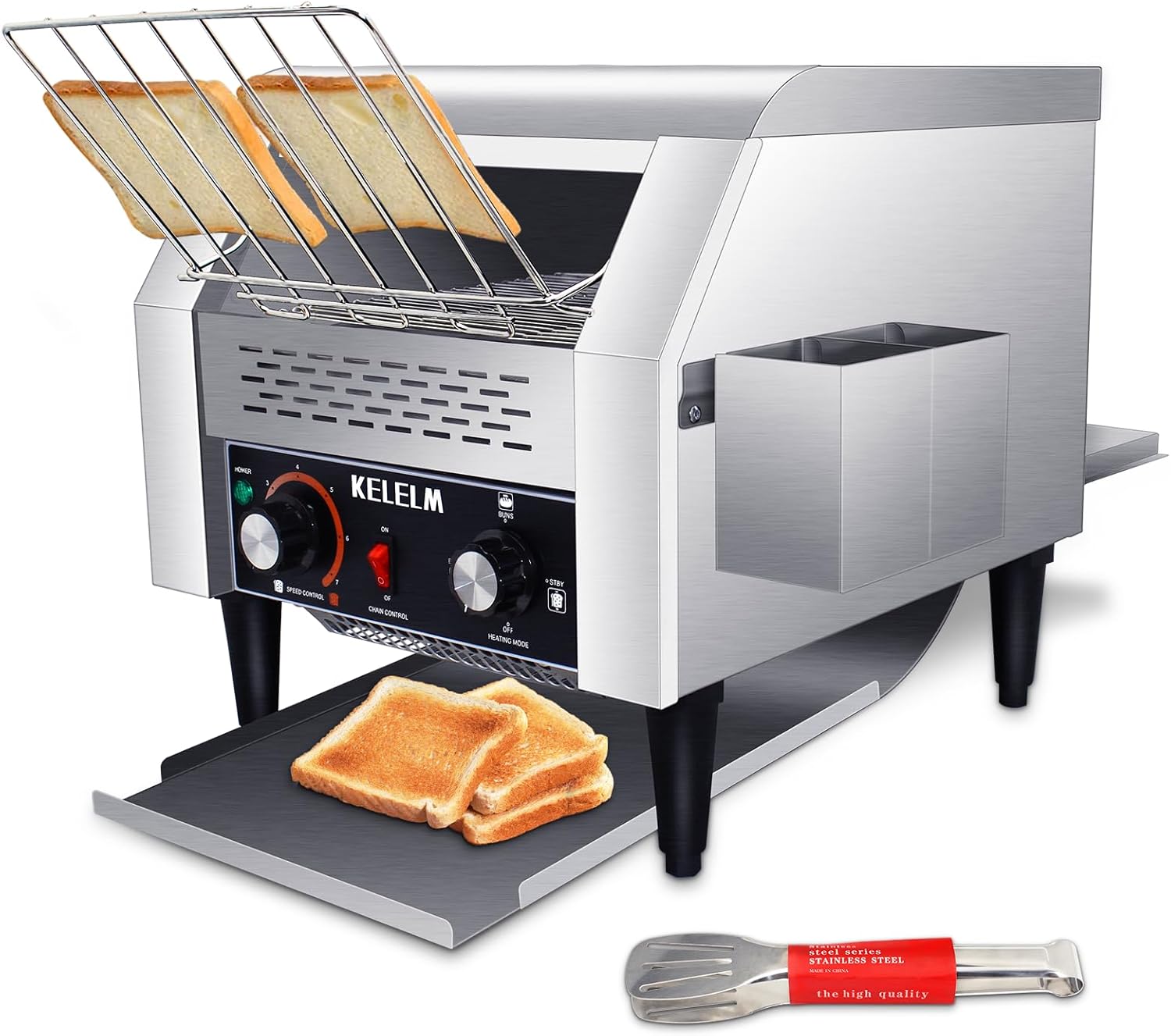 Conveyor Toaster,Commercial Toaster,Heavy Duty Restaurant Toaster,Electric Stainless Steel Toaster Conveyor 300 Slices for Bread Bun Bagel Baked Food,1.9KW