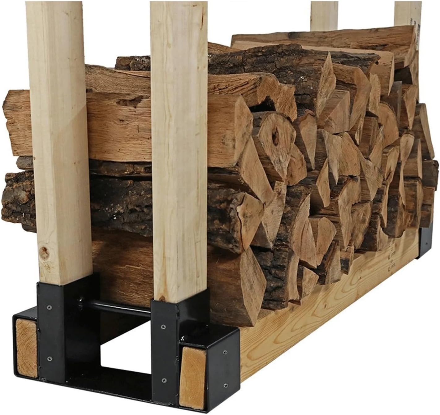 Firewood rack 2Pcs Outdoor Firewood Log Storage Rack Bracket Kit Black Adjustable Fireplace Wood Holder With Screws Firewood storage rack