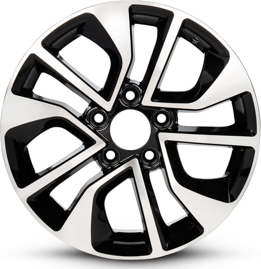 for 2013-2015 Honda Civic 16 Inch Black Machine Face (Diamond Cut) Black Rim - OE Direct Replacement - Road Ready Car Wheel