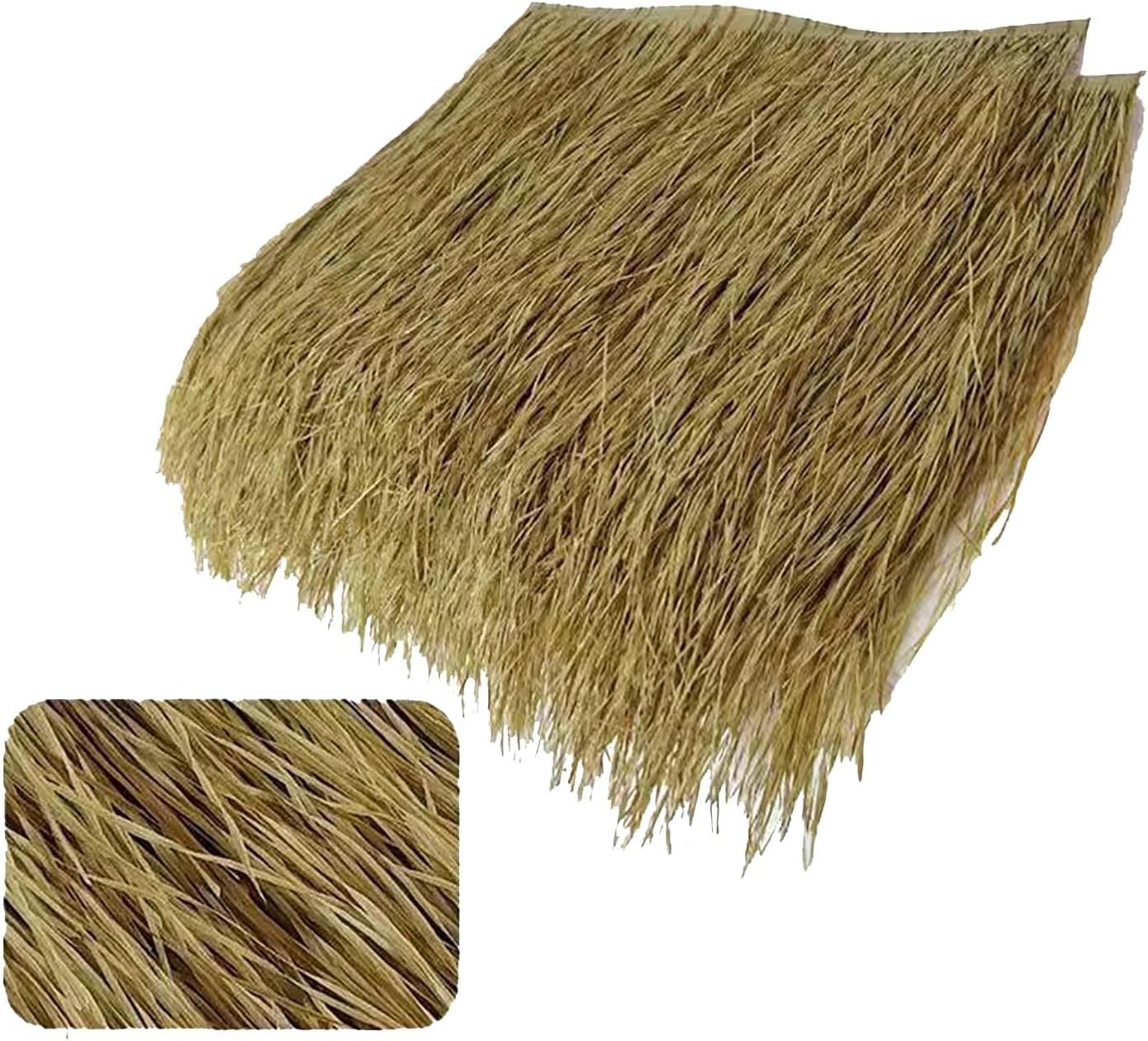 Artificial Thatch, Simulation Thatch Roofing Tile Flame Retardant PE Grass Roll Sunshade for Tiki Bar Hut, Hay Bales Material, Decorative Fences