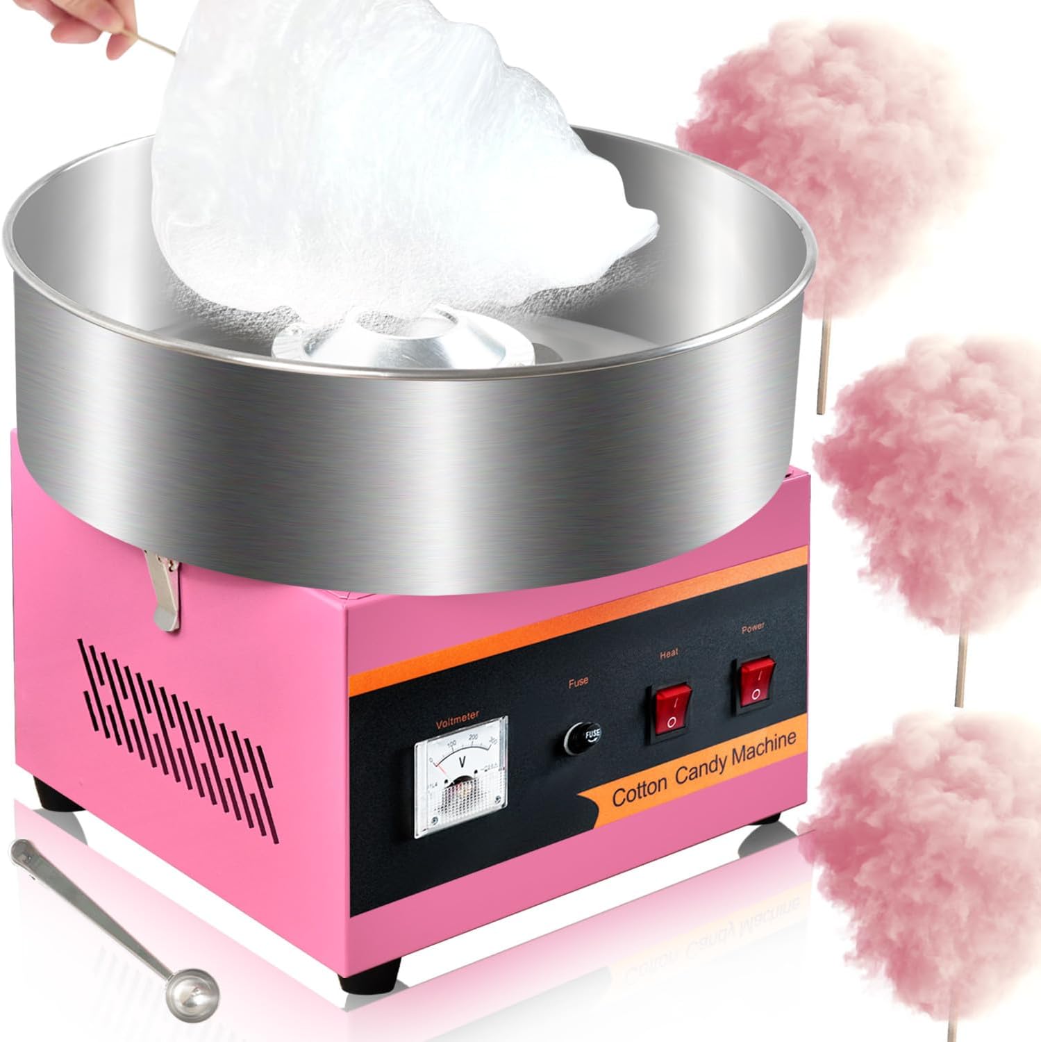 Commercial Cotton Candy Machine,110V 1000W Cotton Candy Maker, Candy Floss Maker,Making marshmallows,with Stainless Steel Bowl, Sugar Scoop,Anti-Rust Coating, for Family Party, Kids Birthday.