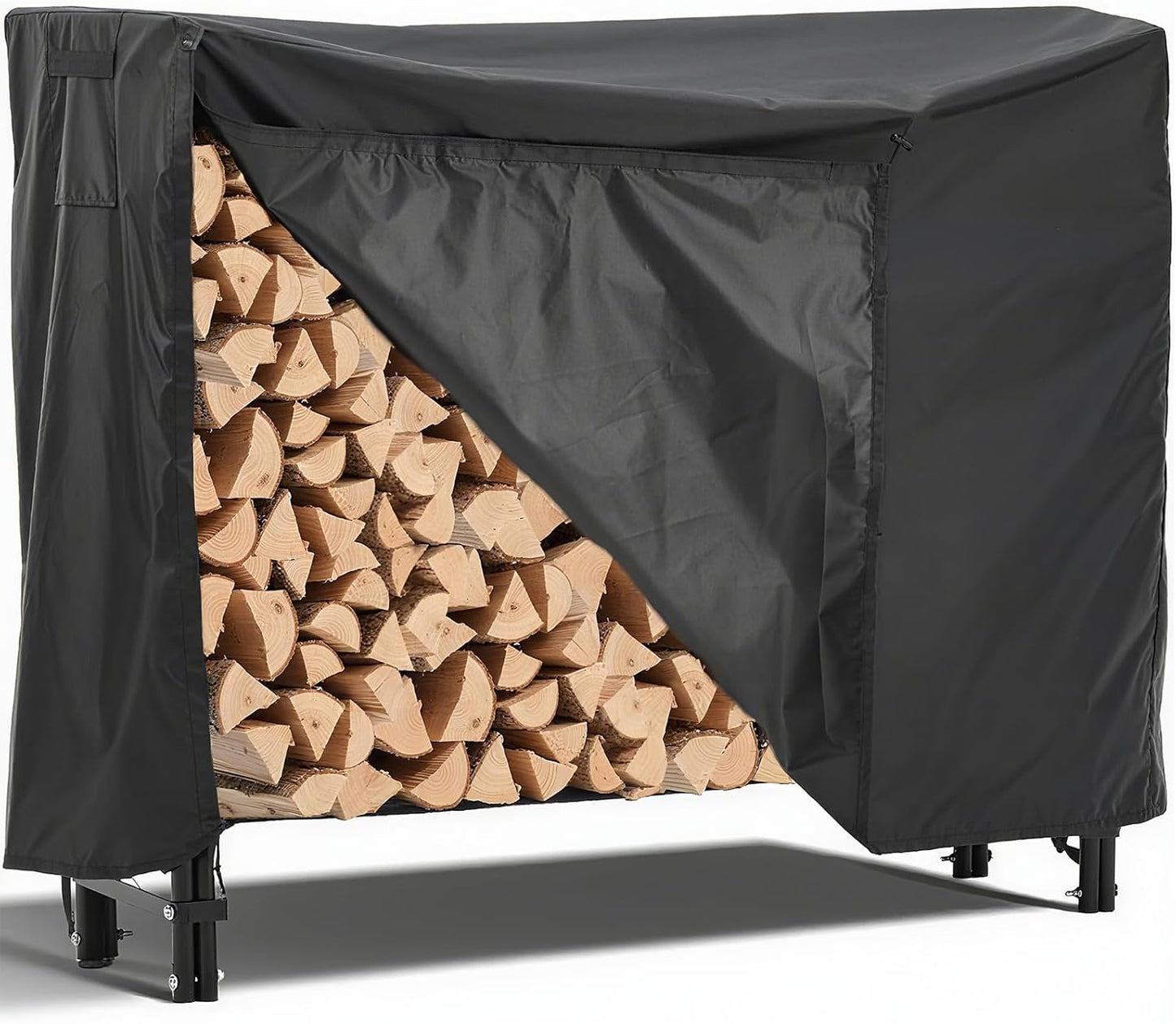 PrecisionAuto 4Ft Firewood Rack with Cover,Indoor Firewood Storage,Durable Wood Stacker, Weatherproof Storage with Ventilated Design,Easy Assembly No Tools Needed,Heavy Duty Fire Wood Stand, Black