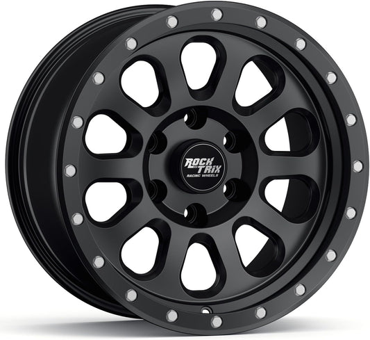RockTrix RT111 18 inch Wheel Compatible with Chevrolet Silverado 1500 Tahoe 6x5.5" (6x139.7) Bolt Pattern, 18x9 (-12 Offset, 4.5 Backspace), Black, Also fits GMC Sierra 1500 Yukon