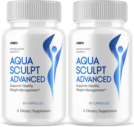 (2 Pack) Aqua Sculpt Advanced Formula, AquaSculpts Advanced Maximum Strength Health & Wellness Support Supplement Formula, AquaSculptAdvanced Premium Health Management Support Formula (120 Capsules)