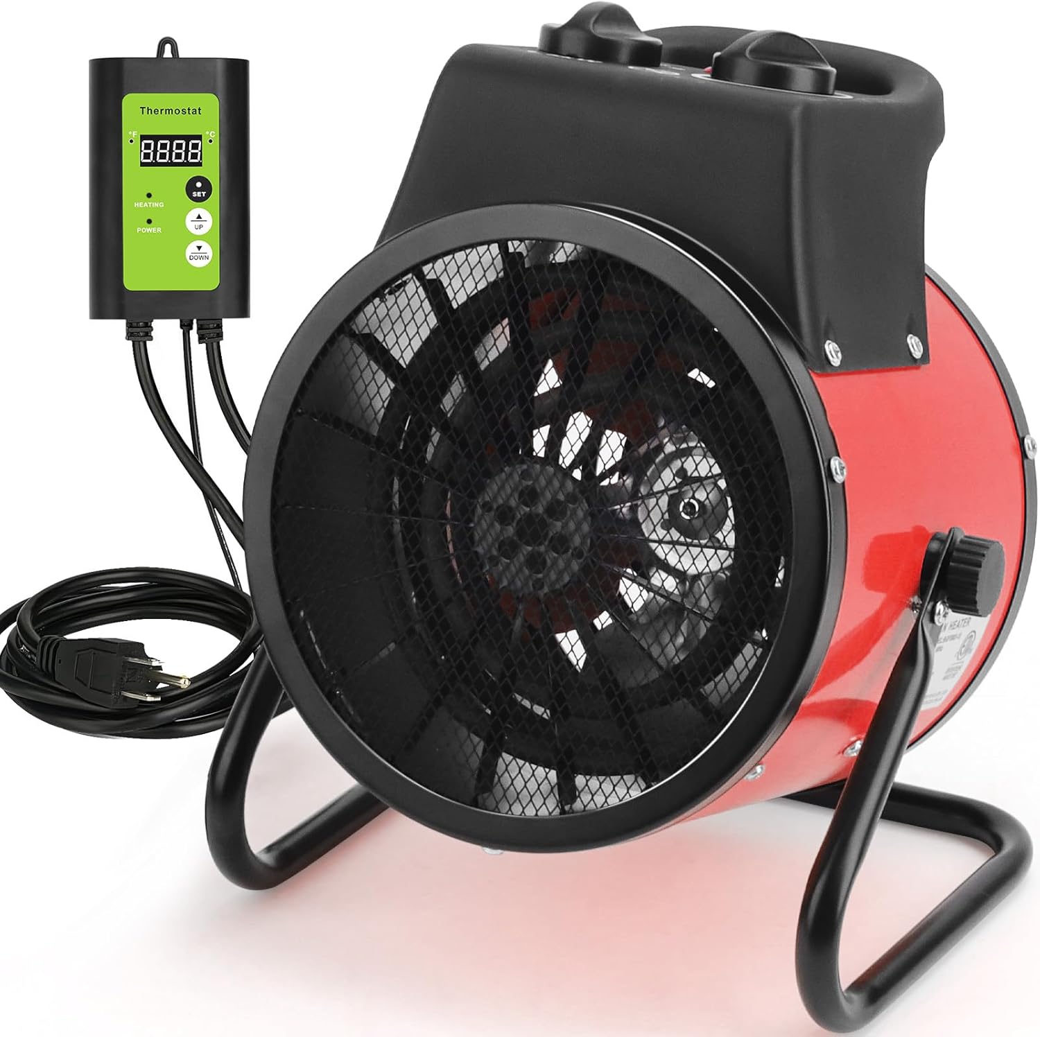 Greenhouse Heater with Digital Thermostat - 1500W Portable Outdoor Heaters for Green House, Fast Heating, Overheat Protection, Space Heaters for Greenhouse, Grow Tent Heater (Red)