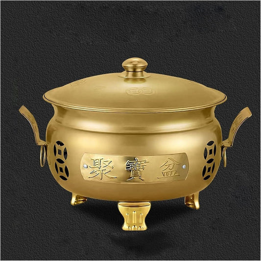 Smokeless Burn Barrel,Burn Barrel, Leaf incinerator with Lid Paper Burning Barrel，Outdoor Bucket，Trash Barrels for Outside(Gold Fortune,50cm(19.7in))