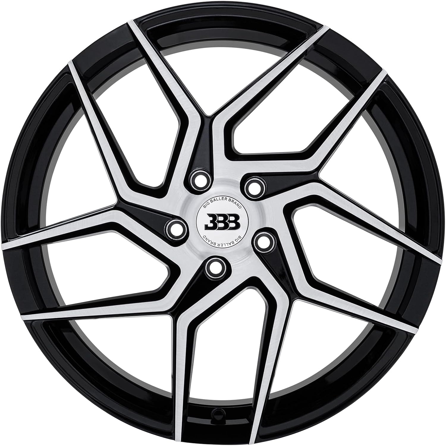 Big Baller Brand H147 Z06 Gloss Black with Brushed Face Passenger Car Automotive Aluminum Car Wheels Fits Lug Vehicles, Passenger Car Rims, Bolt pattern 5x120, offset.+35mm, Hub 72.6mm