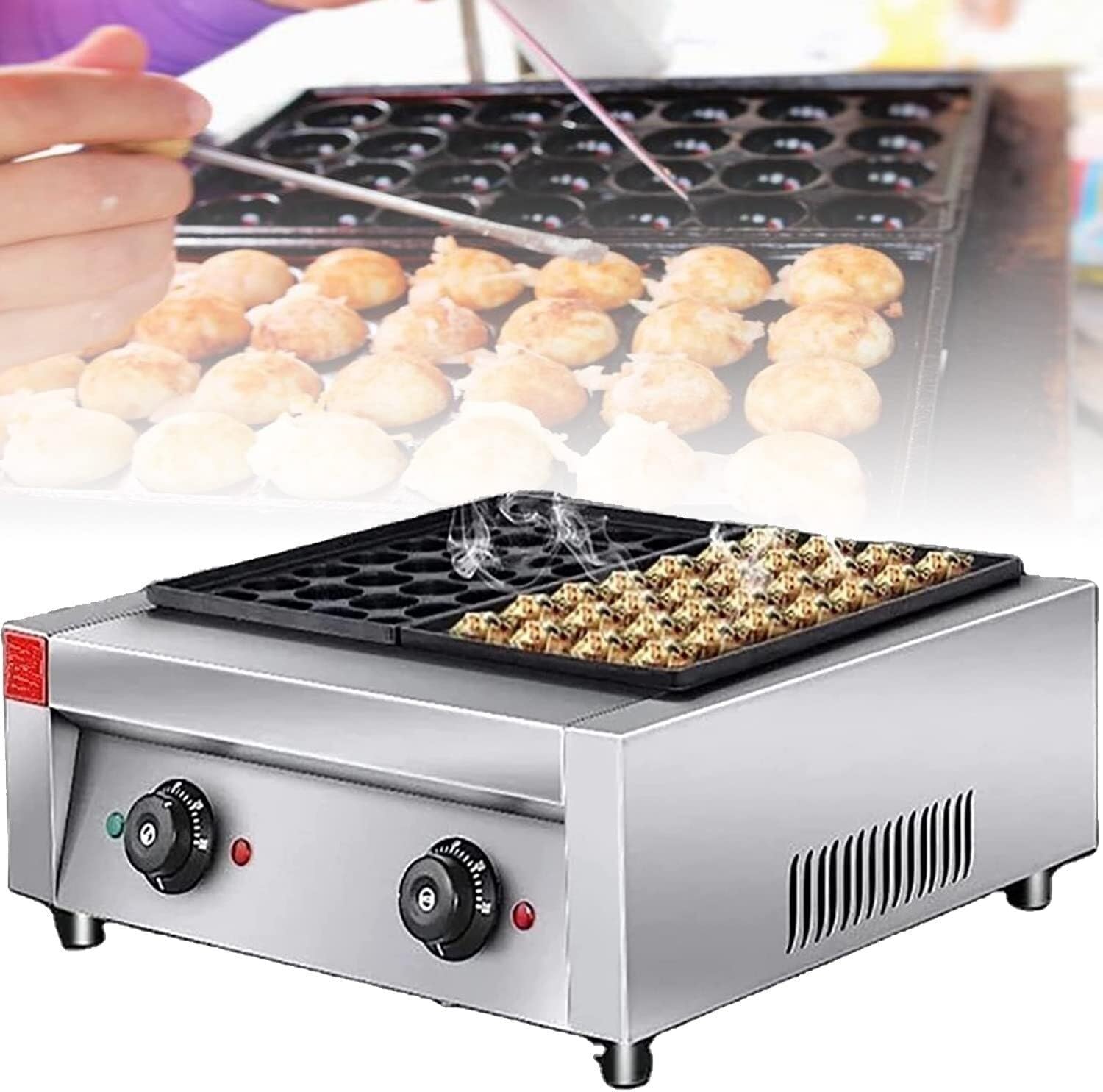 Commercial Takoyaki Maker, 2KW Octopus Ball Machine,56 HolesSnack Equipment(110V)