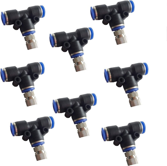 Pfeilzieher 40 Pack Brass misting nozzles with Slip Lock tees for Outdoor Cooling System Mister Nozzle atomizing misting Sprayer Fog nozzles for Garden humidification dust Control Landscaping 6mm