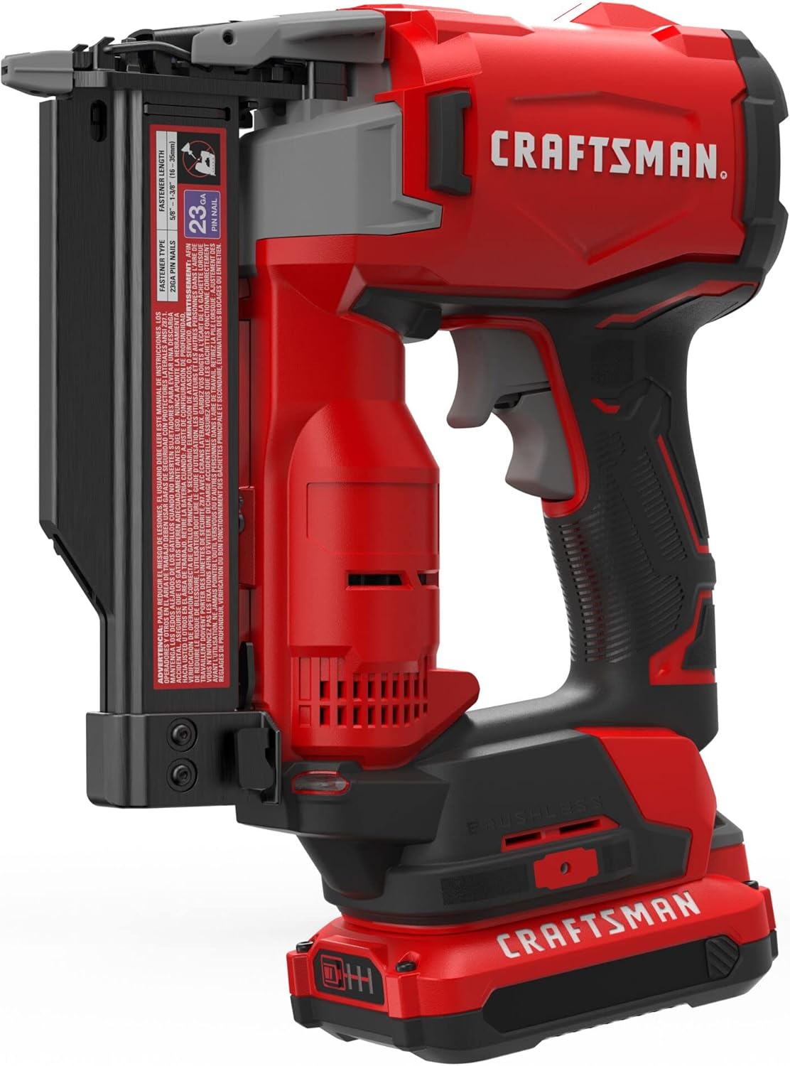 CRAFTSMAN V20 Pin Nailer Kit, 23 Gauge, Cordless, Battery and Charger Included (CMCN623C1)