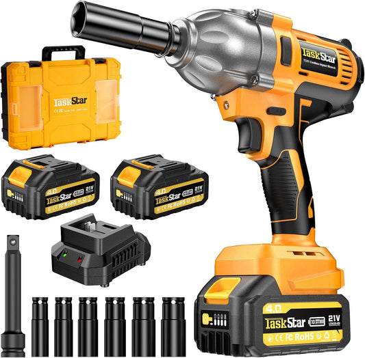 Cordless Impact Wrench 1\/2 Inch, 1200N·m(886ft・lbs) Brushless High Torque Impact Gun, 21V Electric Impact Driver, 2x4.0Ah Batteries, Charger & 6 Sockets, Variable Speeds for Car\/Truck RV\/Mower