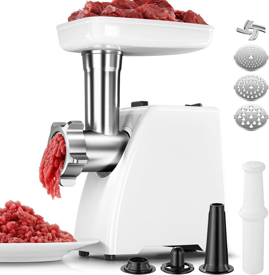 AMZCHEF Electric Meat Grinder,Sausage Stuffer Maker With Blades,3 Plates, Sausage Tube & Kubbe Kit for Home & Kitchen Using