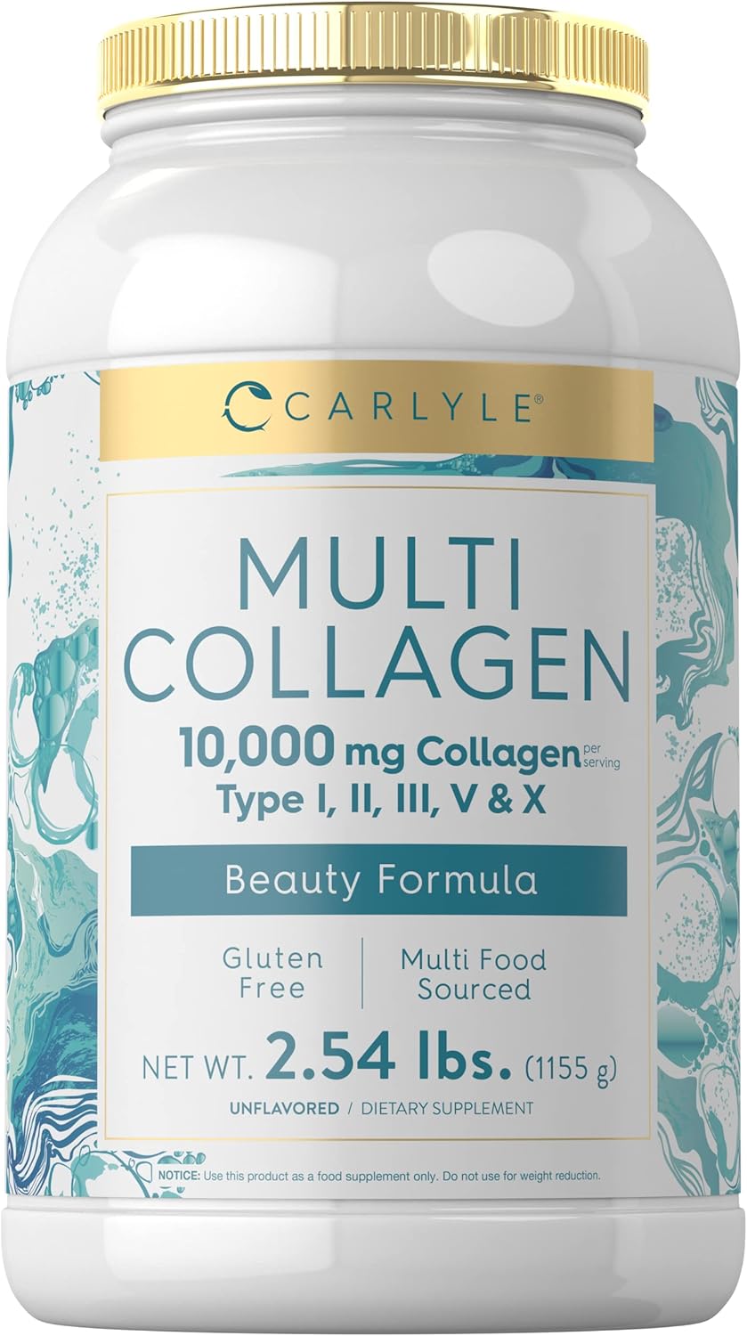 Carlyle Multi Collagen Peptides Powder 40 oz | 10000 mg | Type I, II, III, V, X | Supplement Blend with Protein | Multi Food Sourced | Non-GMO, Gluten Free